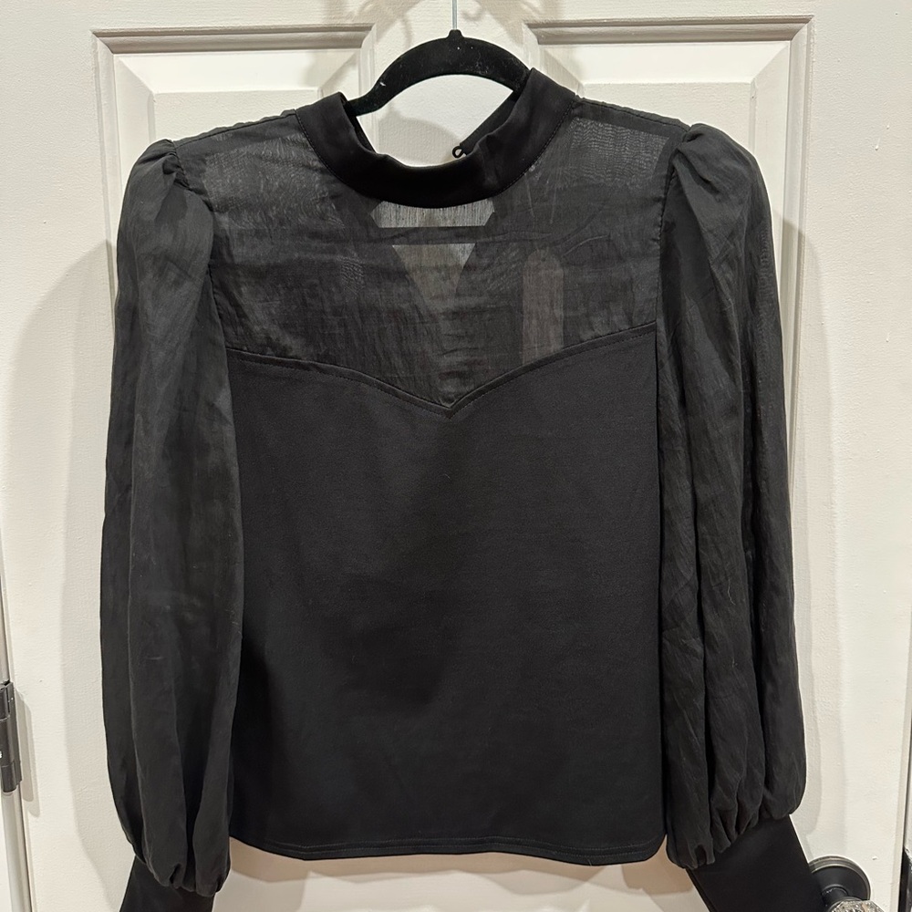 Anthropologie NWT Black Sheer Women's Blouse